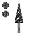 THINKWORK Four Spiral Flute Step Drill Bit, HSS Step Drill Bit3/16-7/8 (12 Steps) Unibit Step Drill Bit, 1/4" Shank Step Bits for Aluminum, Wood, Plastic, Metal