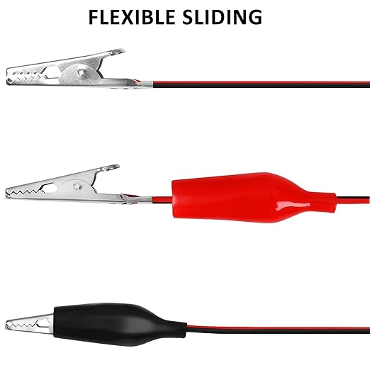 4 Groups 1M Alligator Clips Electrical, Insulated Test Leads with Alligator Clips, Stamping Double-Ended Jumper Wires for Electrical Testing, Circuit Connection, Experiment (Red & Black)