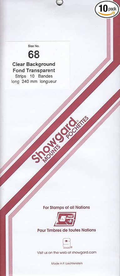 Strip Style Stamp Mounts Size 68 Clear by Showgard