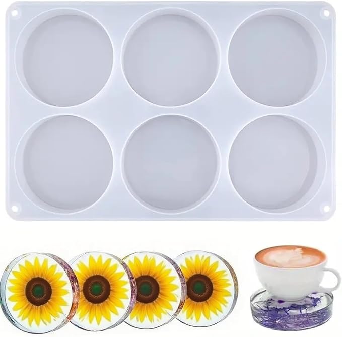 6-Cavity Deep Round Coaster Silicone Molds by Unknown