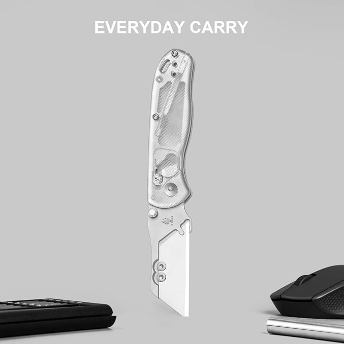 Kizer Drop Bear(Dual-screw Version) Folding Utility Knife, Clutch Lock Box Cutter EDC Pocket knife with 10PCS Razor Blades, Pocket Knives with Pocket Clip for Men Women V3619JA5
