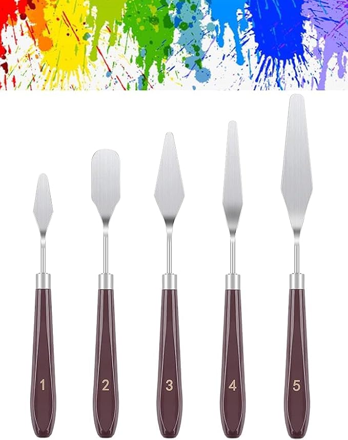 FUPUALL 5 Pieces Painting Knives Stainless Steel Spatula Palette Knife Oil - Image 7
