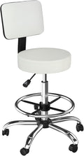 OmySalon Drafting Chair,Ergonomic Office Desk Chair with Back Support,Tall Adjustable Rolling Stool with Footrest & Thick Seat Cushion,Computer Chair for Salon Medical Spa Home Bar Kitchen, White