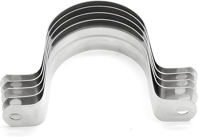 10Pcs 2-3/8 Inch Stainless Steel Conduit Clamps, Two Hole Strap U Bracket Rigid Pipe Strap Metal U Clamp Conduit Strap Tension Clips U-tube Clamp Heavy Duty