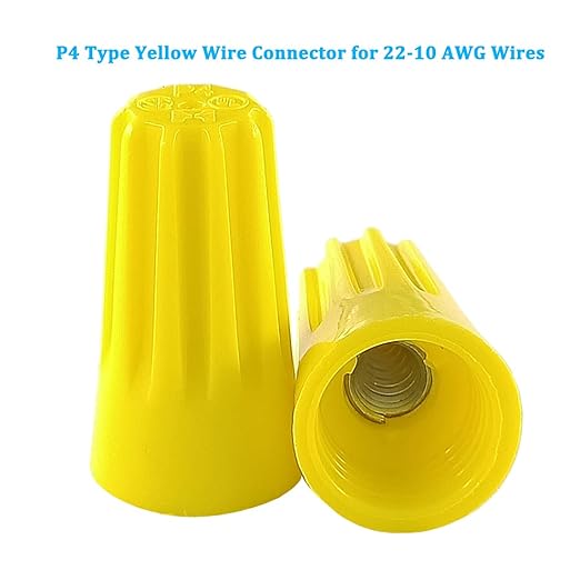 UL Listed Yellow Electrical Wire End Connectors Ribbed Caps Bulk 500 Pack Small Twist-on Wire Connectors Nuts 22-10 AWG,P4 Type Screw Terminals
