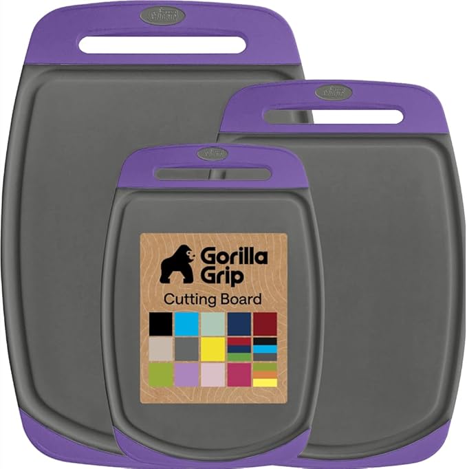 GORILLA GRIP BPA-Free Reversible Kitchen Cutting Board Set of 3, US Designed by Unknown