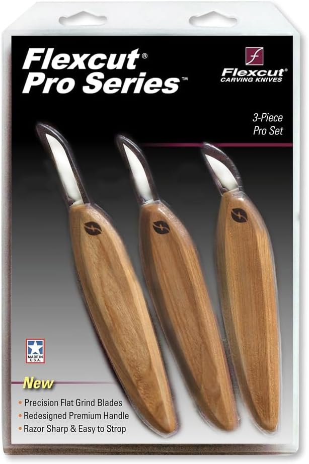 FLEXCUT Pro Series Wood Carving Tools, 1-3/8" Detail, 1-5/8" Carving, Ergonomic by Flexcut