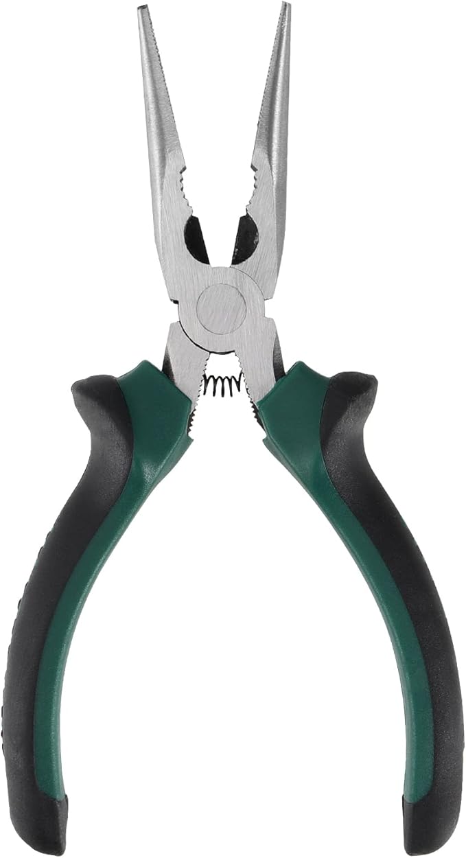 HOIGON 12 Pack 6 Inch Needle Nose Pliers, Spring Loaded Needle Nose Pliers with Wire Cutter and Strippers, Side Cutting Long Nose Pliers for Cutter and Bending Wire, Jewelry Making