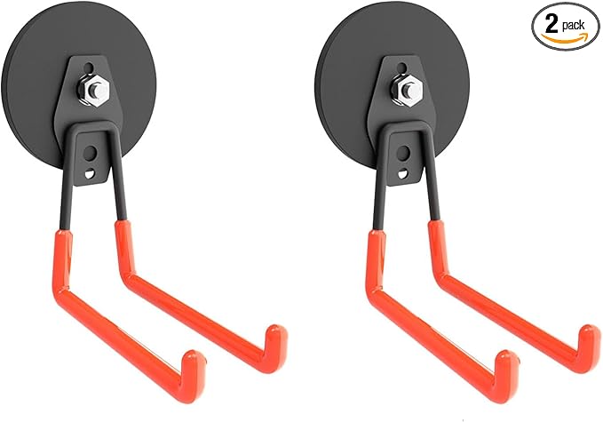 Heavy Duty Large Magnetic Hooks, Strong Magnet Hooks for Garden Tools,Hose,Straps,Steel Pegboard,Workshop,Anti-Scratch EV Charger Holder,Magnetic Cable and Tool Holder(2 Pack)