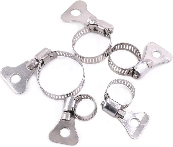 Hilitchi 40-Pcs 8-29mm Clamping Range Butterfly Key-Type Adjustable Hose Pipe Worm Gear Clamps Assortment Kit, Clamps Ideal for Plumbing, Automotive - - 304 Stainless Steel