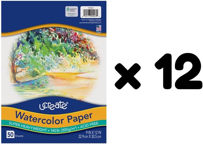 UCREATE 140 lb. Watercolor Paper, 50 Sheets/Pack, 12 Packs | Super Heavyweight - Image 3