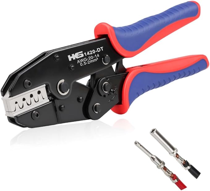 HKS 20-14AWG Size16 20 Deutsch DT DTM Crimp Tool (YF-1420DT) - Open Barrel Terminal Crimper for Stamped Contacts