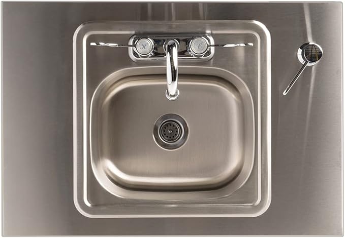 Ozark River Portable Sinks, Advantage S1D, Black Laminate Cabinet-Stainless Countertop, Hot Water Hand Washing Station with Countertop & Storage Space, Self Contained Sink, Portable Hand Washing Sink