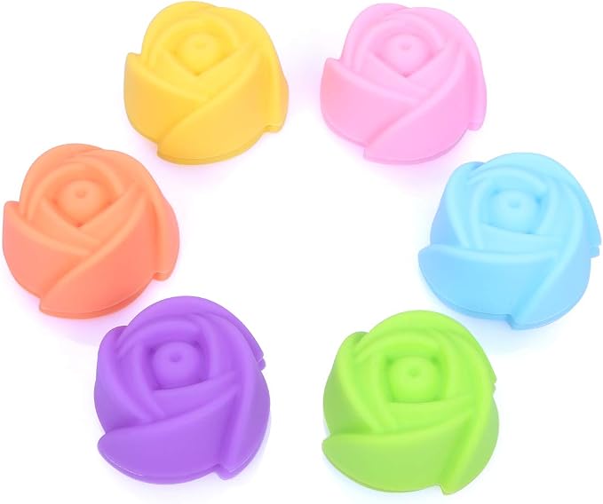 Mini Silicone Muffin Cups, 24 Pack Reusable Cupcake Molds, Rose | Nonstick 2 - Image 2