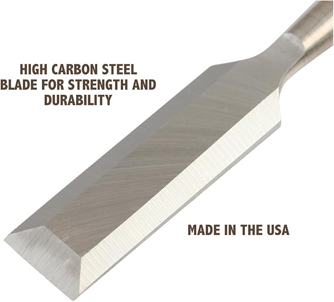 Buck Brothers 120104BC 5/8" Wood Chisel Made in USA, For Paring and Finishing Cuts in Carpentry and Woodworking, Tempered Tool Steel Blade, Mallet-Safe Handle