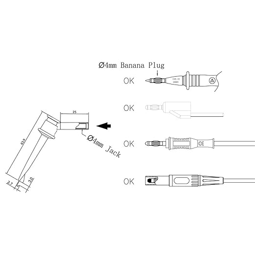 2PCS Mini Grabber with 4mm Banana Plug Universal Digital Display Push Probe Test Clips for Multimeter Leads