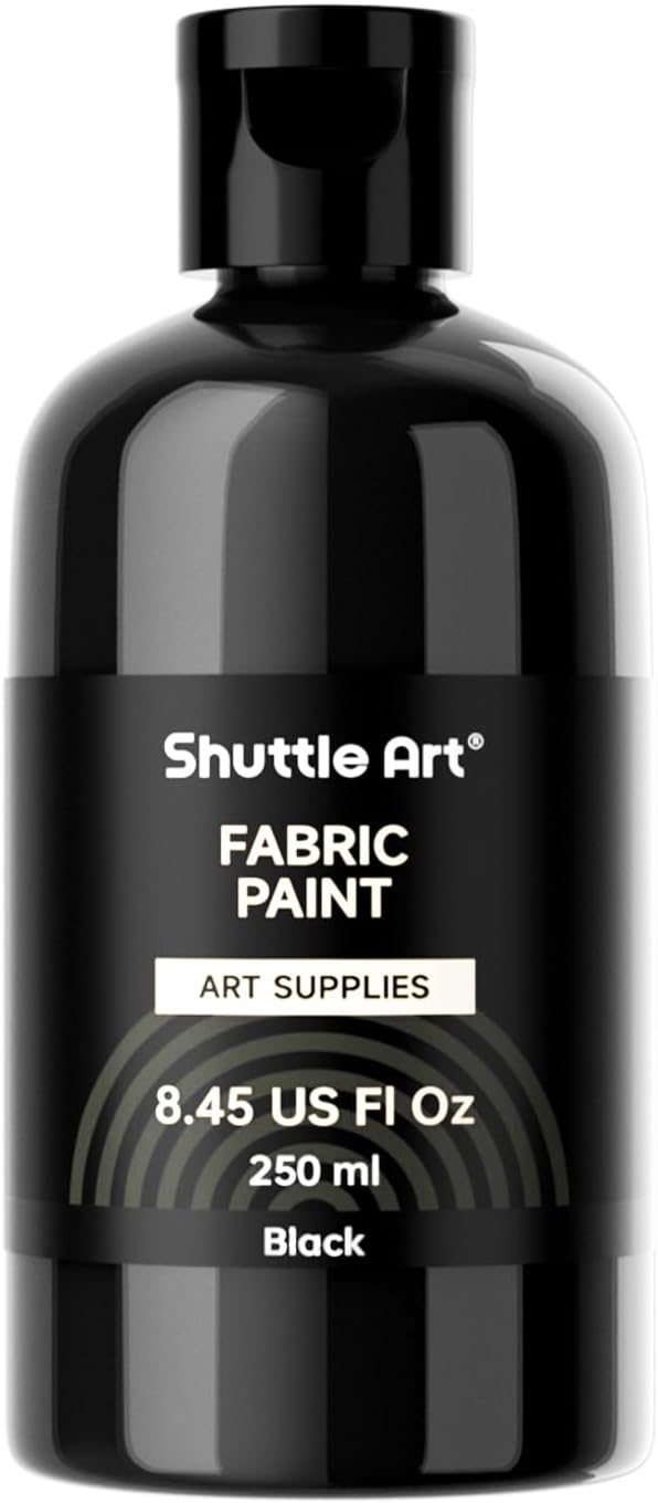 Shuttle Art Black Fabric Paint, 8.45 oz Fabric Paint by ShuttleArt