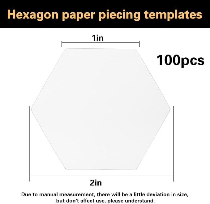 100 Count Paper Piecing Shapes Hexagon Paper Piecing Templates Quilting - Image 2