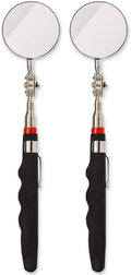 Juvale Inspection Mirror Tools - 2-Pack, 2 in Round Heads & 24.5 in Telescoping Handles - Machinist Tools & Mechanics Mirror for HVAC, Auto & Weld Inspection