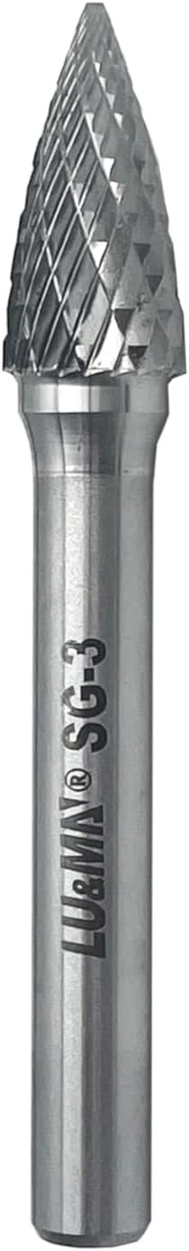 SG-3 Double Cut Tree Shape Tungsten Carbide Rotary Burr with 1/4" Shank for Die Grinder and Drill by LU&MN