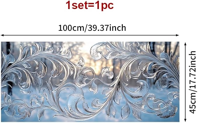 Frosted Floral Window Film 17.7 x 39.3 Inch Snowflake Ice Pattern Static Cling - Image 3