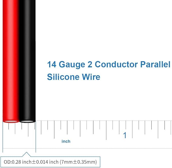 BNTECHGO 14 Gauge Flexible 2 Conductor Parallel Silicone Wire Spool Red Black High Resistant 200 deg C 600V for Single Color LED Strip Extension Cable Cord,Model,250ft Stranded Tinned Copper Wire