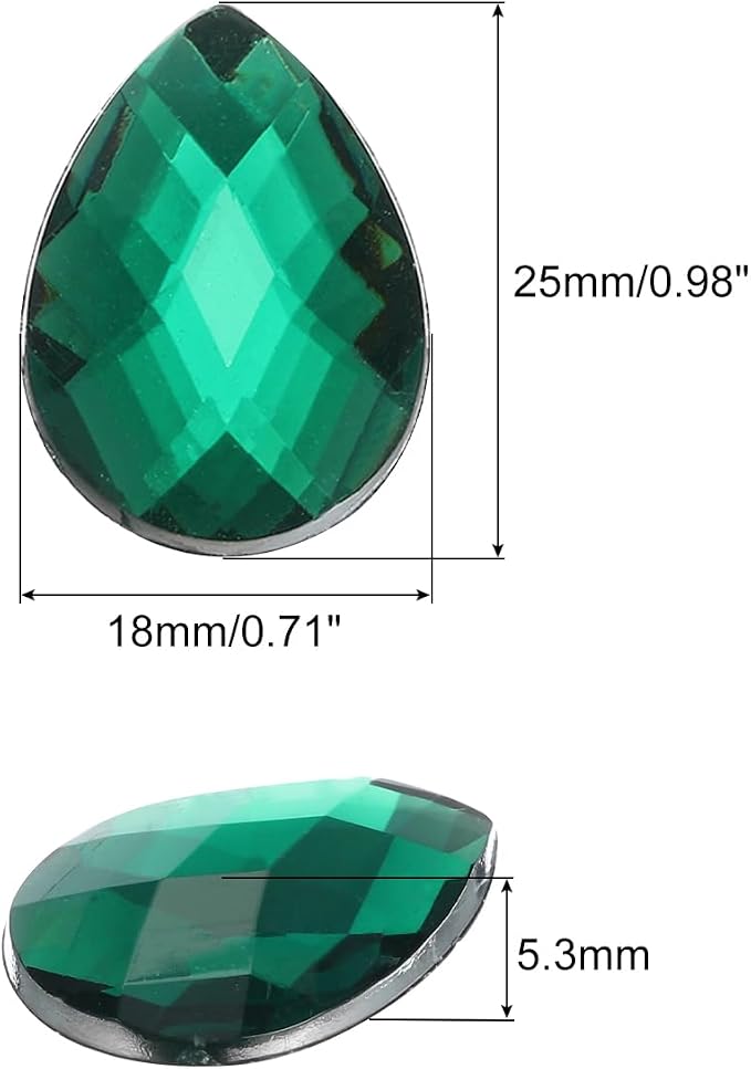 MECCANIXITY 50PCS Flat Back Acrylic Teardrop Gems 18x25mm Artificial Rhinestones - Image 2