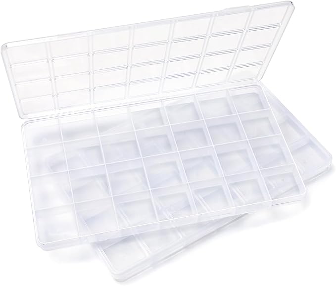 IOOLEEM 28 Grids Plastic Bead Organizer Box, Organizer Container Storage Box by IOOLEEM