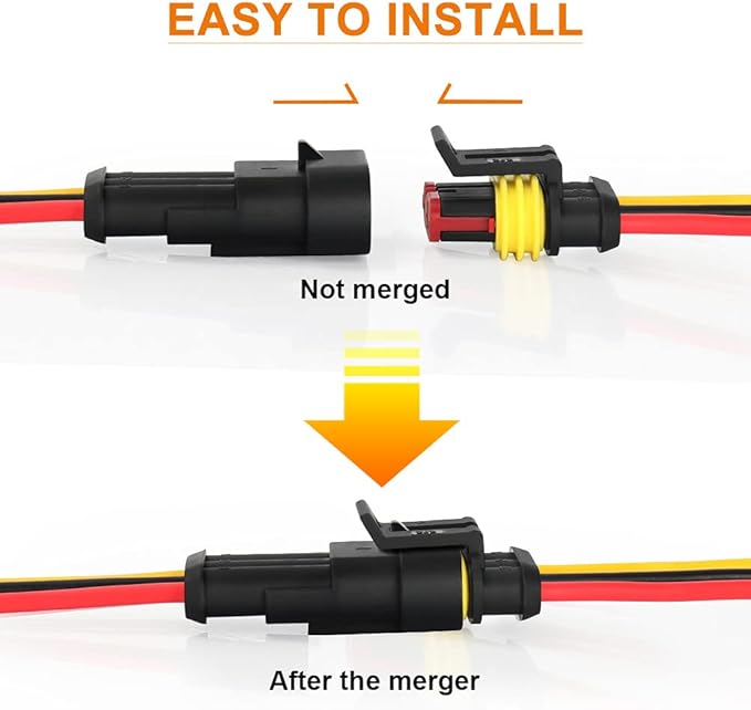 NAOEVO 3 Pin Connector Waterproof, 16 AWG 3 Wire Connectors, Automotive Electrical Connectors Male and Female Way With Heat Shrink Tubing for Car Truck Boat Wire Connection, 6 Kits