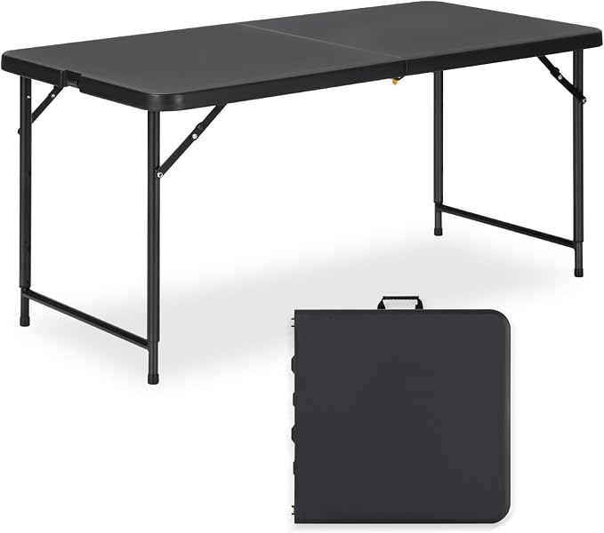 4ft Folding Table with Adjustable Height, 2-Level Foldable Table with HDPE Top by GlowitLian