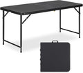 4ft Folding Table with Adjustable Height, 2-Level Foldable Table with HDPE Top by GlowitLian
