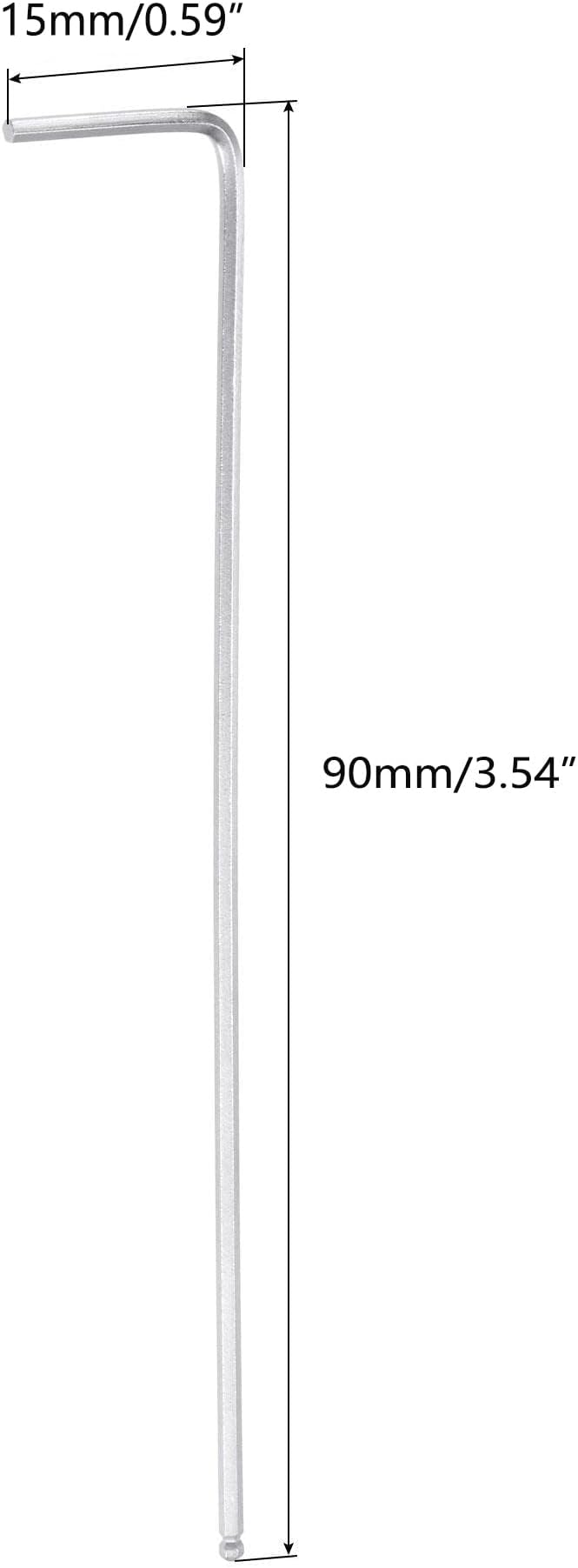 TOP-VIGOR 1Pc 1.5mm Ball End Hex Key Wrench, L Shaped Long Arm Allen Wrench for Household DIY, Professional Machine Repairing, CR-V