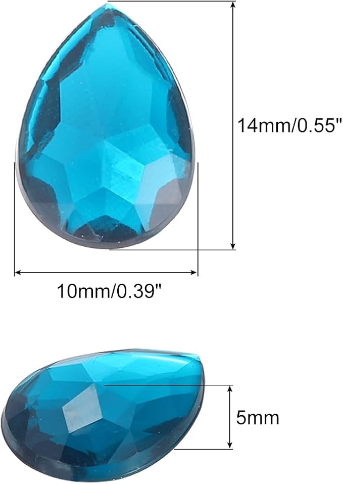 MECCANIXITY 50PCS Flat Back Acrylic Teardrop Gems 10x14mm Artificial Rhinestones - Image 2