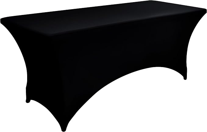 10-Pack 6ft Black Spandex Table Covers - Image 9