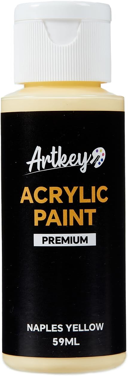 Artkey Naples Yellow Acrylic Paint - 2oz/59ml Acrylic Paints Professional by Artkey