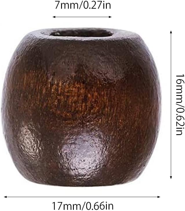 100Pcs Large Hole Barrel Wood Beads, BetterJonny 4 Colors Natural Wooden - Image 6
