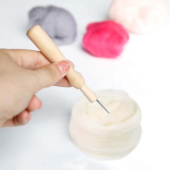 QMNNMA Wool Roving Bulk, 8.82oz Needle Felting Wool, Wool Roving Top-White | - Image 4