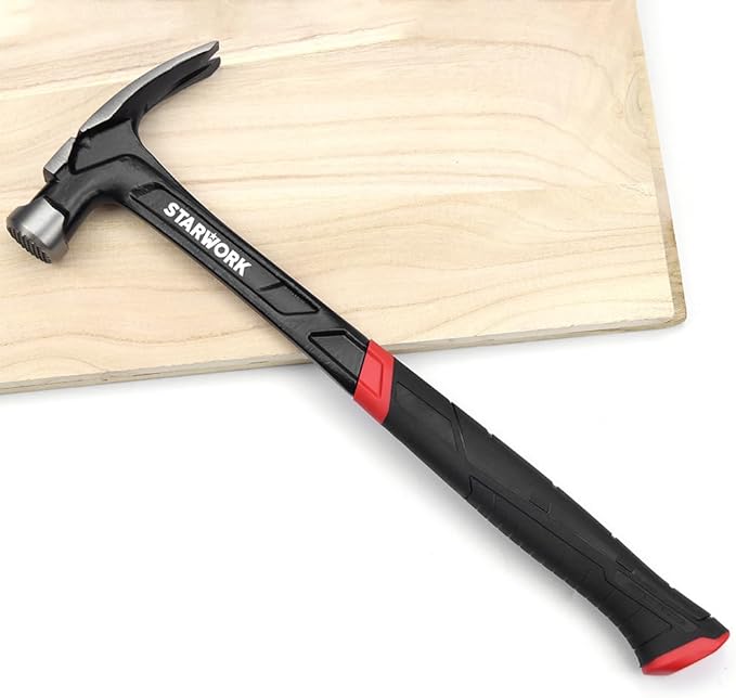 TRUE MECHANIC™ 22oz Hammer with Comfort Grip, Nailing Hammer Steel Head Steel Handle, AntiVibe, Rip Claw