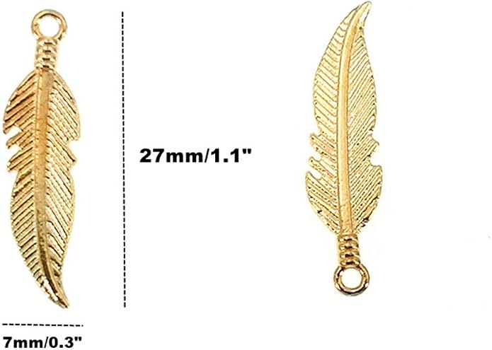 ALIMITOPIA 100pcs Alloy Feather Charms Pendants Easter Angel Wing Feather - Image 2