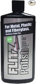 Flitz Multi Purpose Metal Polish Liquid - 7.6oz Bottle of USA-Made Tarnish Remover - For Aluminum, Chrome, Brass, Nickel, Silver - Non-Abrasive Metal Cleaner and Polish, Restorer (24 Pack)