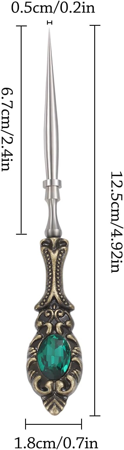 2Pcs Metal Embroidery Awl Set, European Vintage Carved Handle Scratch Awl, Sharp Sewing Awl Tool for Sewing with Storage Cases, Durable and Leather Punch Stitching DIY Craft(Antique Bronze)