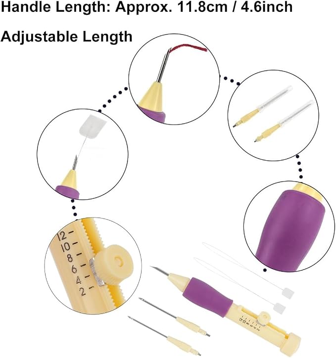 Needle Punch Kit, Adjustable Needle Length Embroidery Needle Punch - Image 4