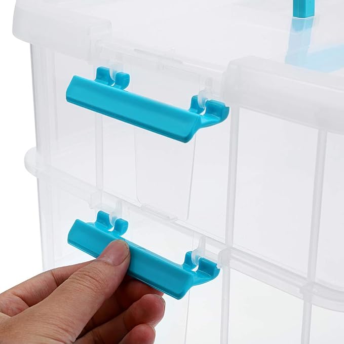 BTSKY 2 Layer Stack & Carry Box, Plastic Multipurpose Portable Storage - Image 6