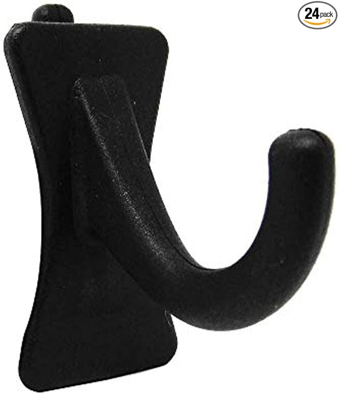 PegPro® J Hooks Kit for Standard “Wood Fiber” pegboard – Durable Plastic Pegboard Hooks - for Garage, Kitchen, Craft Room, and More (J Hook - 24 Pack, Black)