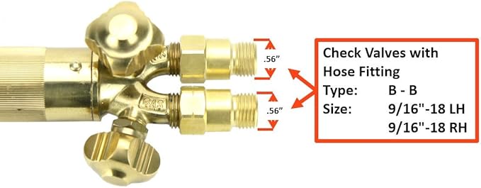 Heavy Duty Oxy-Fuel Torch Compatible with Harris with Check Valves + Cutting Tip + Welding Tip + Heating Tip (Acetylene)