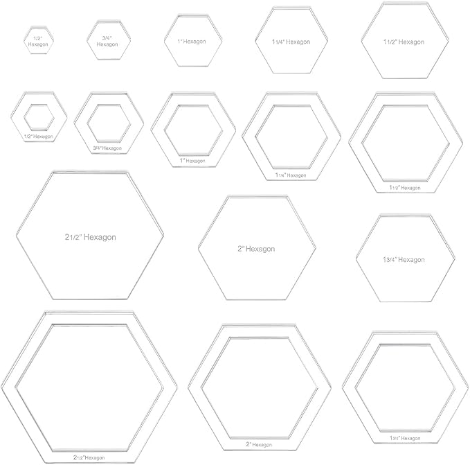 BENECREAT 16 Pcs Hexagon Quilting Template, Acrylic Intricate Sewing Machine by BENECREAT