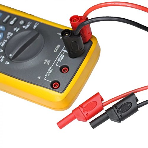 10Pcs Safety Fully Insulated Multimeter Test Leads 4mm Banana Plugs Male Stackable Connectors with Banana Jack Adapters