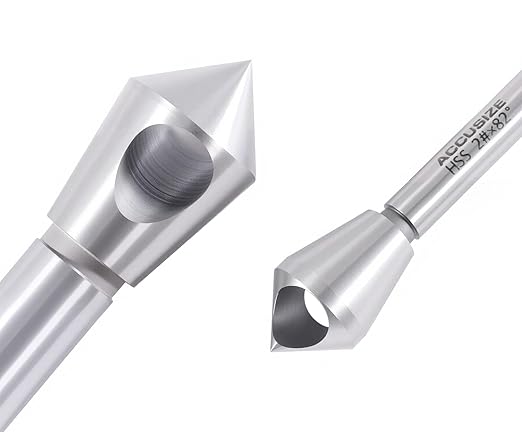 Accusize Industrial Tools 5 pc 82 Deg 0-Flute HSS Countersink & Deburring Tool Set, Pilotless Type, 0206-0482