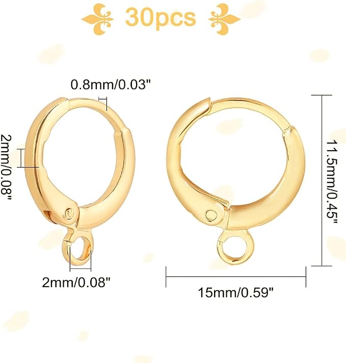 PH PandaHall 30pcs 18K Gold Plated Earring Hooks Huggie Hoop Earring Findings - Image 4