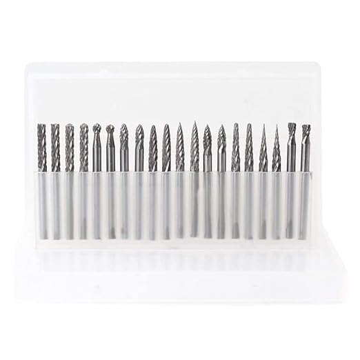 20pcs Solid Carbide Burr Set 0.118‘’（3mm）shank Tungsten Carbide Rotary Files Burrs with 3mm Cutting Head diameter Fits Most Rotary Drill Die Grinder for Woodworking,Engraving,Drilling,Carving
